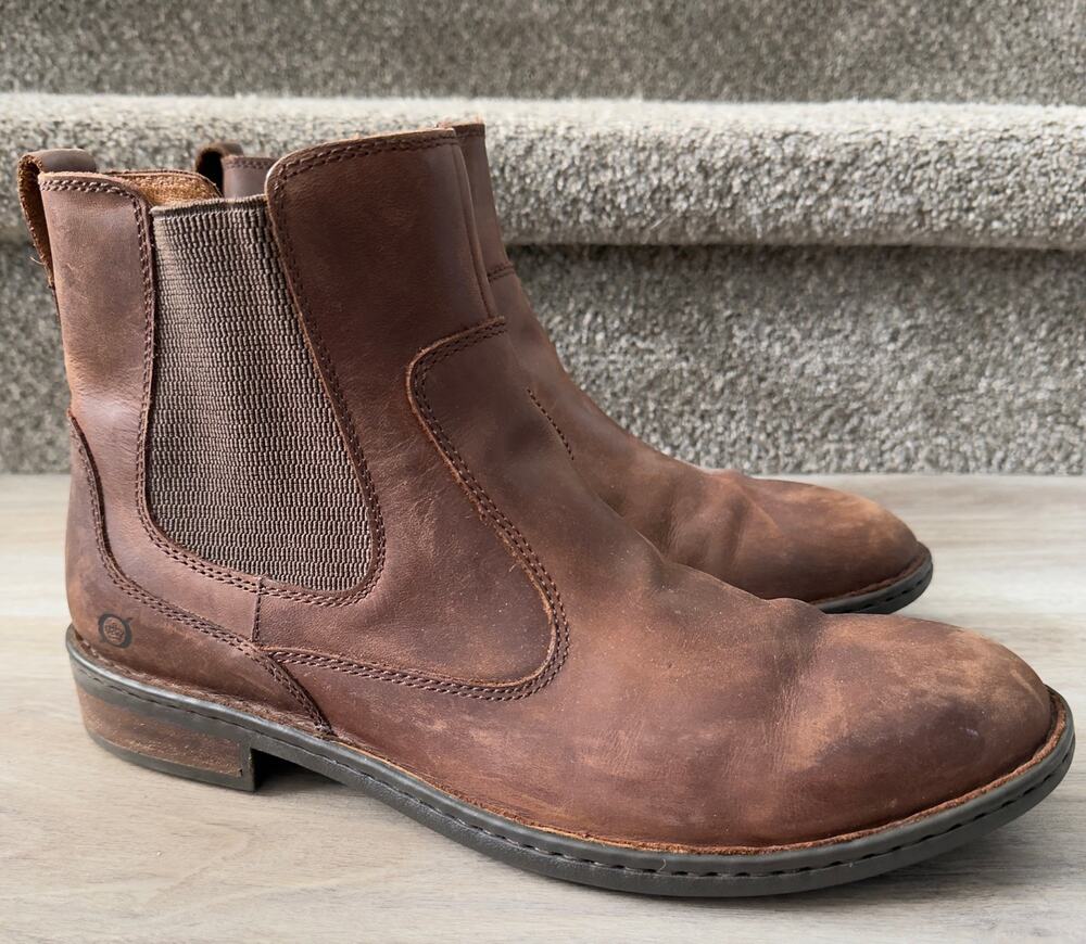 Børn Men’s Brown Leather Chelsea Ankle Boots - Size 10.5/ 44.5EU